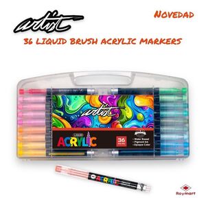 ESTUCHE MALETIN 36 ROTULADORES ACRILICOS REAL BRUSH