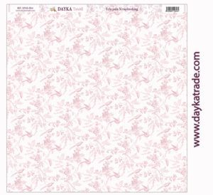 TELA SCRAPBOOKING AVES Y RAMAS ROSA DAYKA