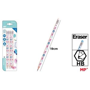 LAPICES MP CON GOMA PAJAROS 4 UNIDADES