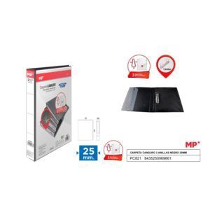 CARPETA MP Fº 2 ANILLAS 25MM CANGURO NEGRA