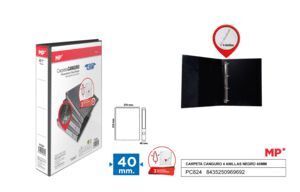 CARPETA MP Fº 4 ANILLAS 40MM CANGURO NEGRA 