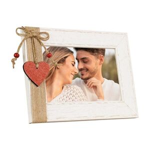 MARCO DE MADERA 10X15 HORIZONTAL DECORADO CORAZON COLGANTE