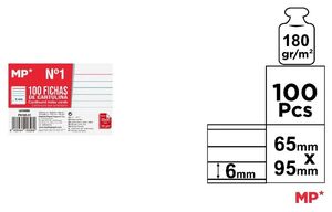 FICHAS CARTULINA RAYADAS 65 X 95 MM MP