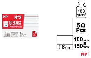 FICHAS CARTULINA RAYADAS 100 X 150 MM MP