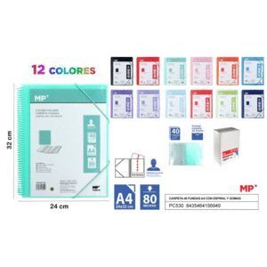 CARPETA ESPIRAL 40 FUNDAS A4 ROJO PERSONALIZABLE MP