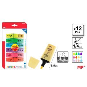 MARCADOR MP PASTEL + FLUOR MINI 12 UNIDADES