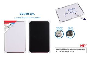 PIZARRA 30X40 DOBLE CARA MARCO DE ALUMINIO 