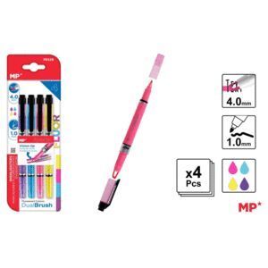 MARCADOR MP DOBLE PUNTA FLUOR 4 UNIDADES
