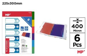 SEPARADORES PP 6 COLORES A4 VIVOS MP