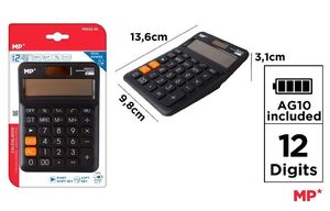 CALCULADORA SOLAR Y PILAS NEGRO PE032-01