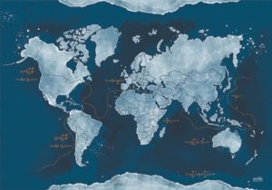 VADE ESCOLAR MAPA DE MUNDO ACUARELA