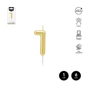 VELA CERA NUMERO 1 ORO 6 CM