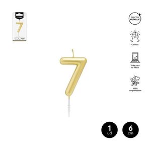 VELA CERA NUMERO 7 ORO 6 CM