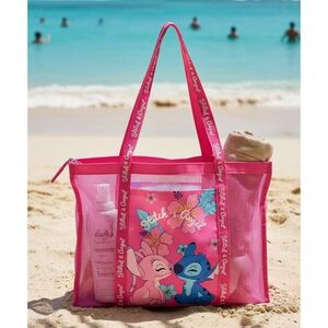 BOLSA DE PLAYA REJILLA REJILLA ANGEL & STITCH 69 X 39 CM