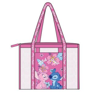 BOLSA DE PLAYA REJILLA ANGEL & STITCH 41 X 39 X 19 CM
