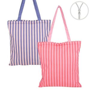 BOLSA ALGODON CON CREMALLERA RAYAS MULTICOLOR SURTIDOS