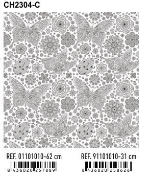 PAPEL REGALO BOBINA 62CM MARIPOSA