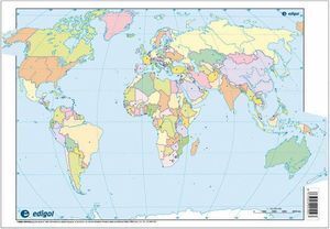 MAPA MUDO MAPAMUNDI POLITICO COLOR 22.5X32.5 (50 UDS)
