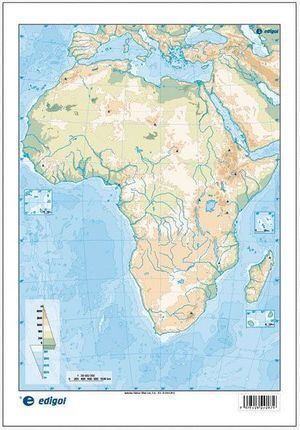 MAPA MUDO AFRICA FISICO COLOR 22.5X32.5 (50 UDS)