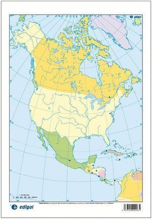 MAPA MUDO AMERICA NORTE POLITICO COLOR 22.5X32.5 (50 UDS)