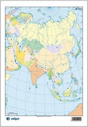 MAPA MUDO ASIA POLITICO COLOR 22.5X32.5 (50 UDS)