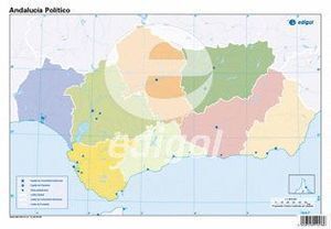 MAPA MUDO ANDALUCIA POLITICO COLOR 22.5X32.5 (50 UDS)
