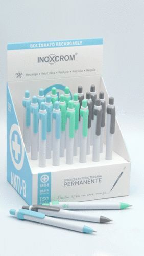 BOLÍGRAFO ANTIBACTERIANO INOXCROM TINTA AZUL