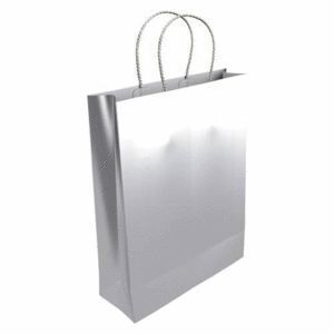 BOLSA PAPEL 24X18 J-FOLD CON ASAS PLATA CAJA DE 25 UNIDADES