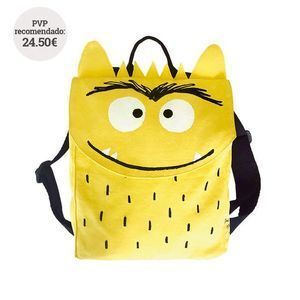 MOCHILA MONSTRUO DE COLORES AMARILLO 100% ALGODON