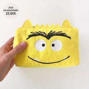 ESTUCHE MONSTRUO DE COLORES AMARILLO 100% ALGODON