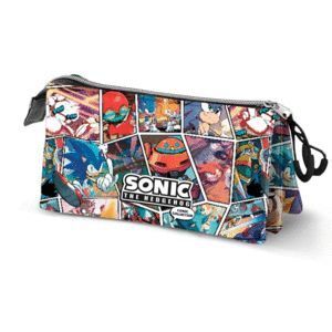 ESTUCHE PORTATODO TRIPLE  SONIC COMIC