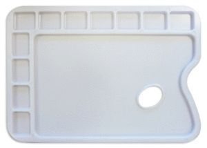 PALETA DE PLASTICO RECTANGULAR PARA ACRILICO Y TEMPERA