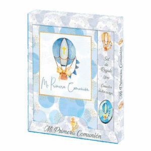 LIBRO RECUERDO MI PRIMERA COMUNIÓN + MULTICARGADOR GLOBO AZUL