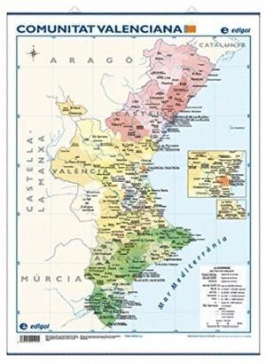 MAPA MINI MURAL COMUNITAT VALENCIANA FIS/POL 50X35