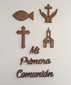 PACK FRASE KRAFT MI PRIMERA COMUNIÓN + SILUETAS DE COMUNIÓN