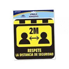 VINILO ADHESIVO 26X26 MANTENGA LA DISTANCIA DE SEGURIDAD