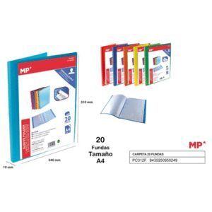 CARPETA A4 20 FUNDAS PERSONALIZABLE AZUL TURQUESA MP